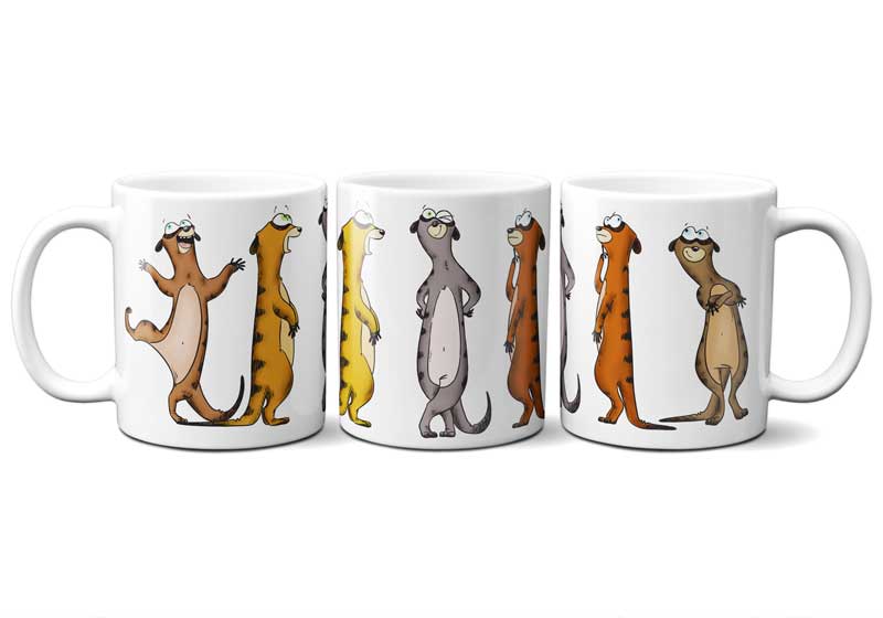 Personalized mug decorated with meerkats