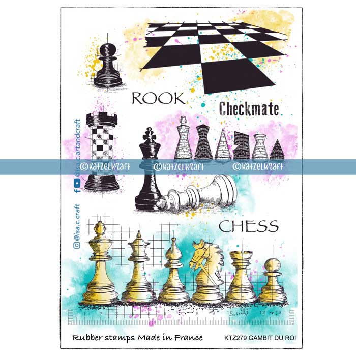 stamp-scrapbooking-rubber-unmounted-sheet-A5-chess-game-KTZ279_Gambit_Du_Roi